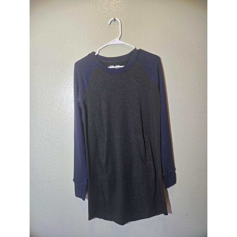 Lightbare Women's Fleece Tunic Sweatshirt Dress Gray/Navy XS NWT with Pockets - Picture 8 of 14